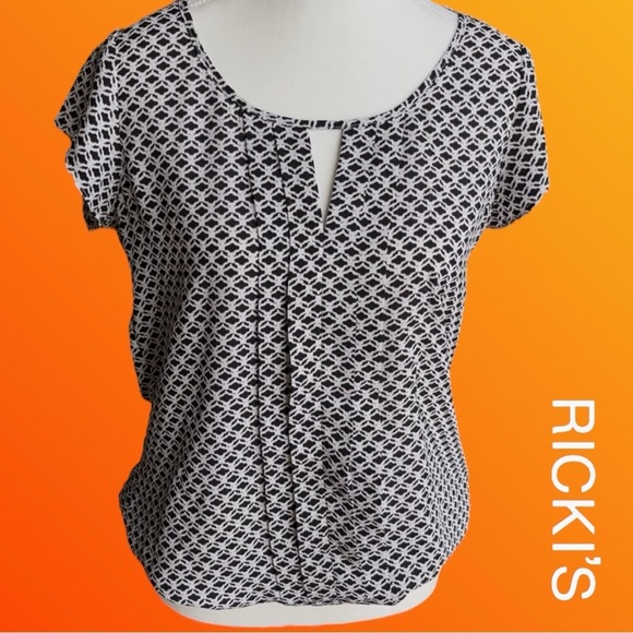 Ricki's Black and White Blouse Elegant Top - Picture 1 of 11
